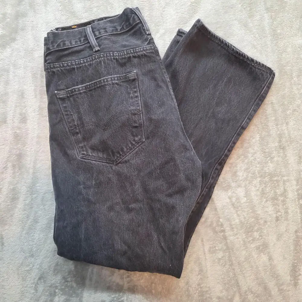 Levi's 501 Jeans Mens 38x30 Black Dark Wash Regular Fit Straight Leg Denim